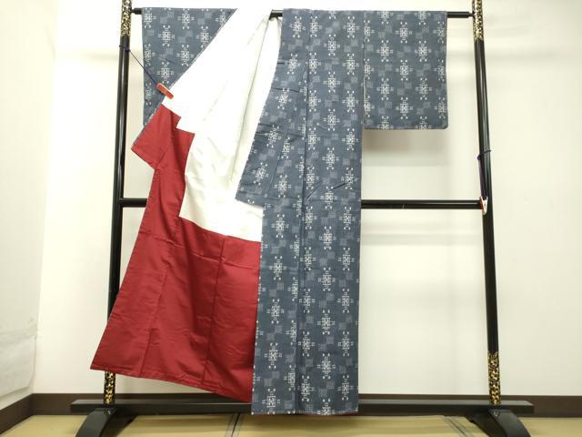 平和屋着物●上質な紬 絣文様 正絹 逸品 DAAT1334tw