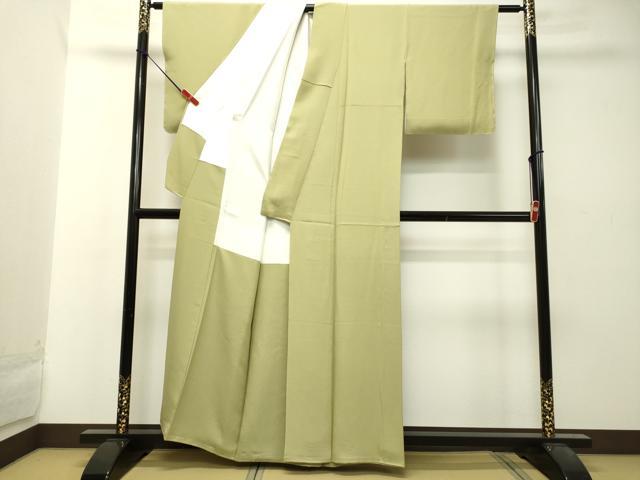 平和屋着物●上質な色無地 抹茶色 正絹 逸品 DAAT1364tw