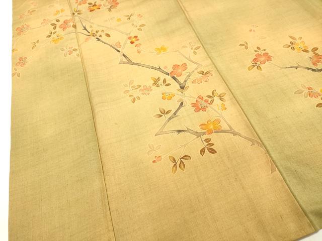 平和屋着物●訪問着 紬地 刺繍 枝花文 金糸 正絹 逸品 DAAT1466tw