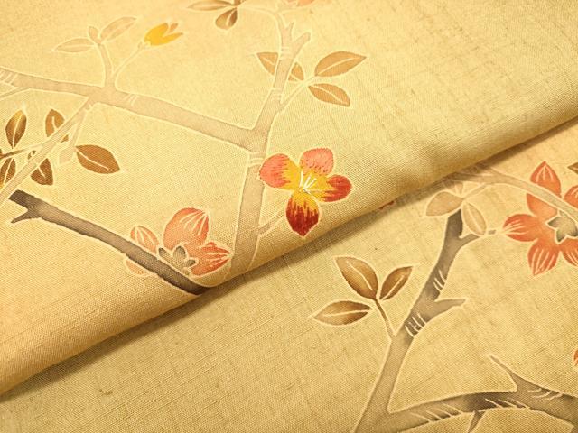 平和屋着物●訪問着 紬地 刺繍 枝花文 金糸 正絹 逸品 DAAT1466tw