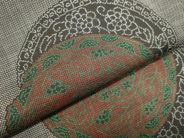 平和屋着物●本場大島紬 9マルキ 花絵皿文 正絹 逸品 未使用 DAAT1474tw
