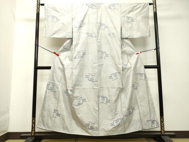 平和屋着物●本場大島紬 白大島 7マルキ 総絣 地紙笹竹文 正絹 逸品 DAAT1476tw