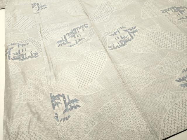 平和屋着物●本場大島紬 白大島 7マルキ 総絣 地紙笹竹文 正絹 逸品 DAAT1476tw
