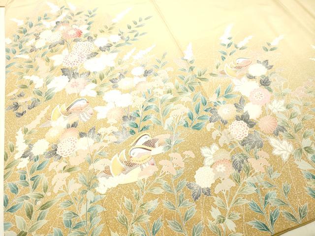 平和屋着物●訪問着 友禅 鴛鴦草花文 たたき染め 正絹 逸品 DAAT1477tw