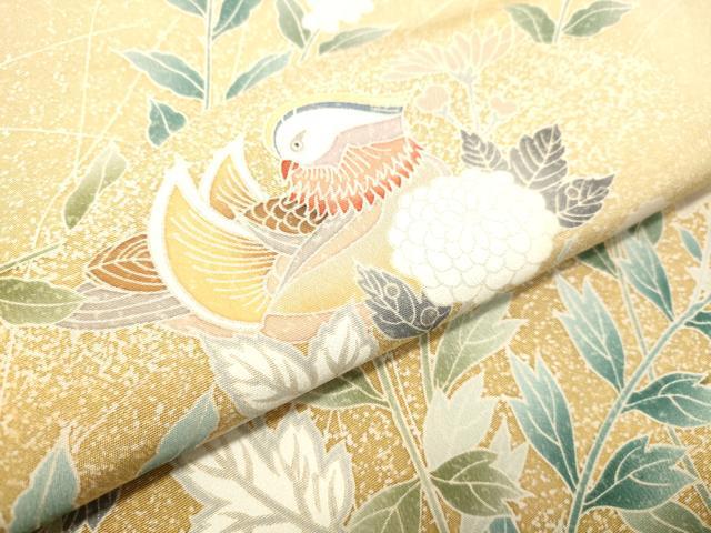平和屋着物●訪問着 友禅 鴛鴦草花文 たたき染め 正絹 逸品 DAAT1477tw