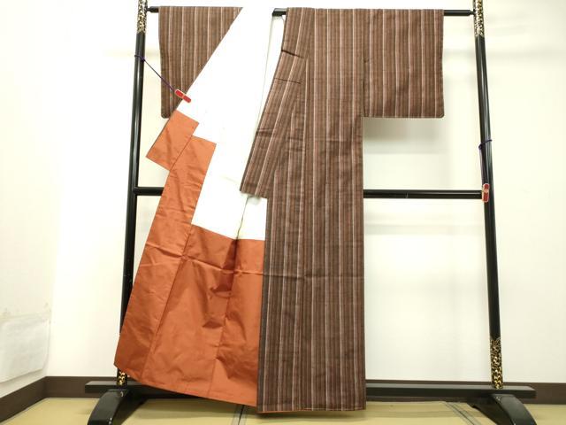 平和屋着物●上質な紬 間道 正絹 逸品 未使用 DAAT1503tw