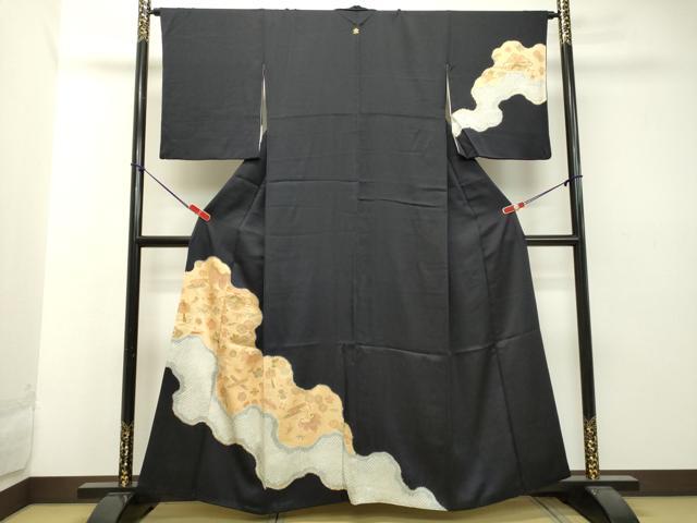 平和屋着物●訪問着 絞り 宝尽くし文 黒地 銀座越後屋扱い 正絹 逸品 DAAT1520tw