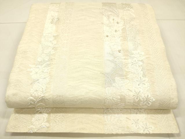 平和屋着物*夏物 六通柄袋帯 草花間道 金銀糸 正絹 逸品 DAAT1546cm
