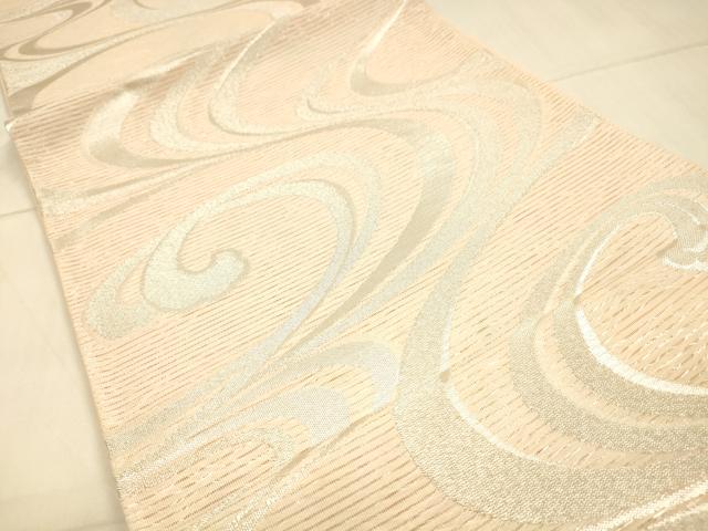 平和屋着物*夏物 六通柄袋帯 流水文 銀糸 正絹 逸品 DAAT1548cm