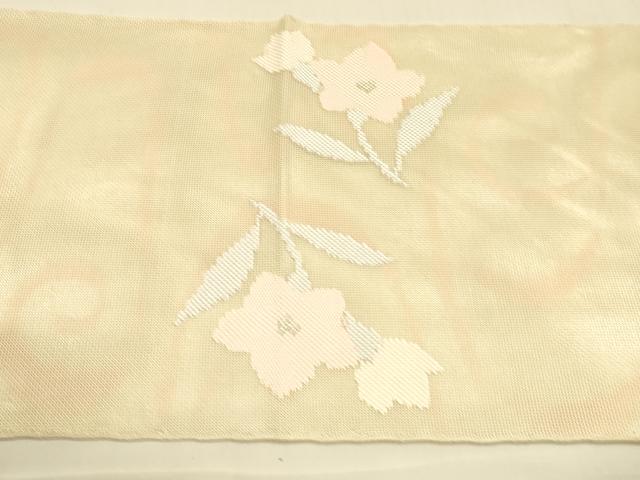 平和屋着物*夏物 太鼓柄袋帯 流水地紙草花文 銀糸 正絹 逸品 DAAT1577cm