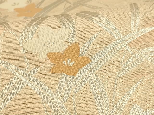 平和屋着物*夏物 西陣 六通柄袋帯 草花文 銀糸 正絹 逸品 DAAT1652cm