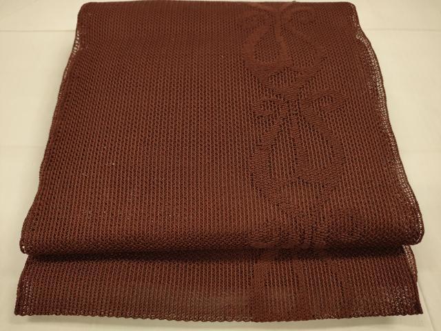 平和屋着物*夏物 八寸名古屋帯 抽象文様 小豆色 正絹 逸品 DAAW4256cm