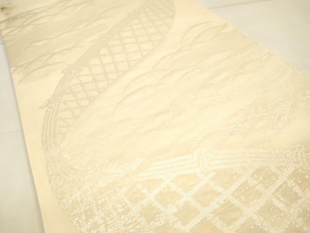平和屋着物*夏物 六通柄袋帯 籬草葉文 正絹 逸品 DAAT1992cm