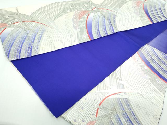 平和屋着物◎六通柄袋帯 唐織 孔雀文 銀糸 正絹 逸品 DAAT2253qa
