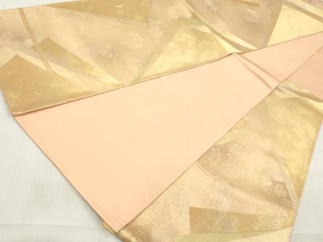 平和屋着物◎六通柄袋帯 色紙重ね花文 金糸 正絹 逸品 DAAT2381qa