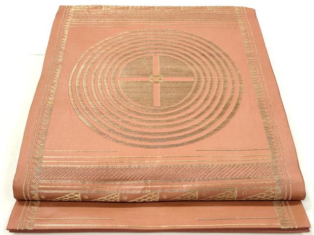 平和屋着物◎六通柄袋帯 丸文 金糸 正絹 逸品 DAAT2391qa