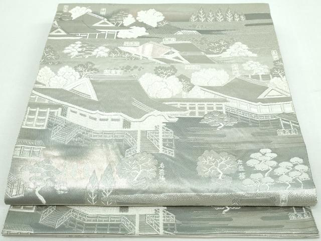 平和屋着物◎六通柄袋帯 禁裏の庭 プラチナ箔 正絹 逸品 DAAT2424qa