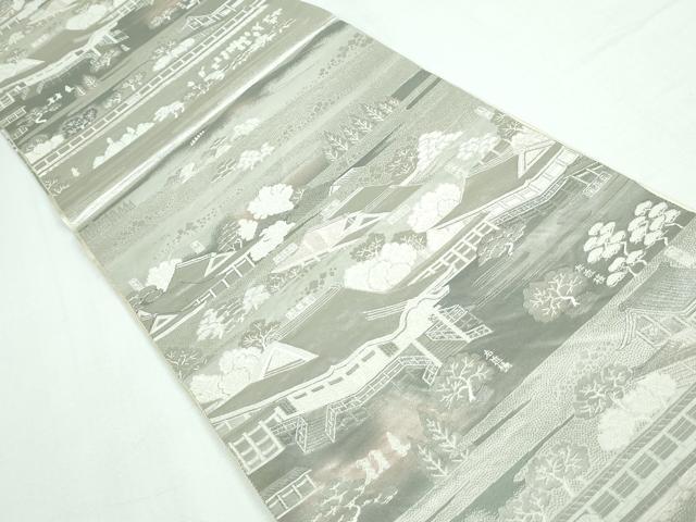 平和屋着物◎六通柄袋帯 禁裏の庭 プラチナ箔 正絹 逸品 DAAT2424qa
