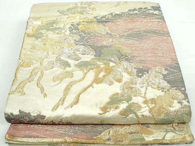 平和屋着物◎六通柄袋帯 立波枝松文 金糸 正絹 逸品 DAAT2425qa