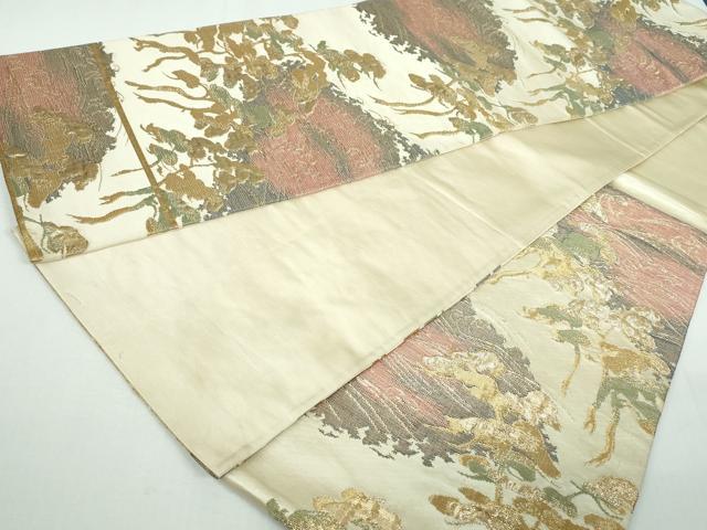 平和屋着物◎六通柄袋帯 立波枝松文 金糸 正絹 逸品 DAAT2425qa