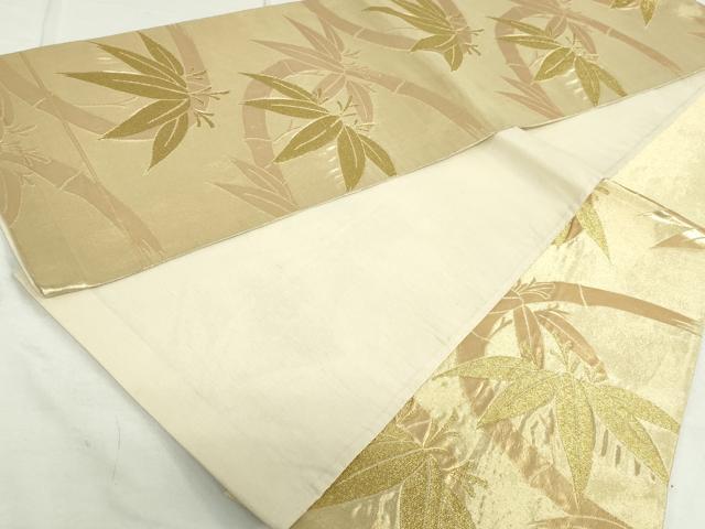 平和屋着物◎六通柄京袋帯 笹竹文 金糸 正絹 逸品 DAAT2505qa