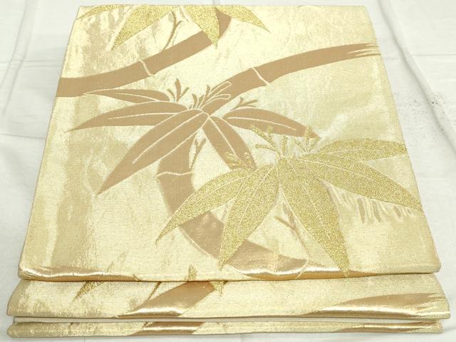 平和屋着物◎六通柄京袋帯 笹竹文 金糸 正絹 逸品 DAAT2505qa