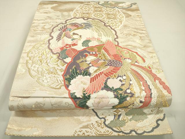 平和屋着物▼西陣の名門織元 いづくら謹製 六通柄袋帯 唐織 瑞兆鳳凰 金糸 証紙付き 正絹 逸品 DAAT3983fe
