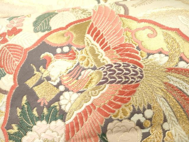 平和屋着物▼西陣の名門織元 いづくら謹製 六通柄袋帯 唐織 瑞兆鳳凰 金糸 証紙付き 正絹 逸品 DAAT3983fe