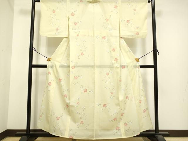 平和屋着物*夏物 小紋 絽 草花文 洗える着物 DAAT4039du