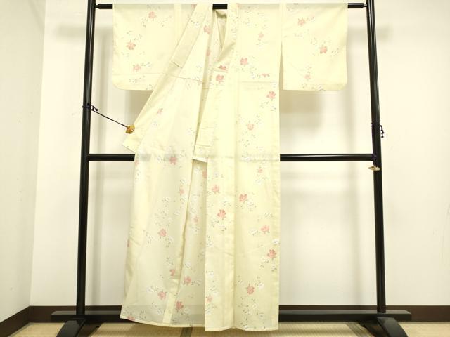 平和屋着物*夏物 小紋 絽 草花文 洗える着物 DAAT4039du