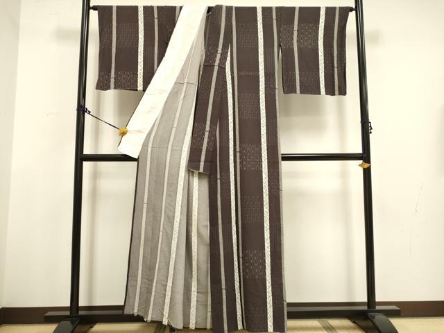 平和屋着物▽上質な小紋 単衣 間道 正絹 逸品 DABH4768du