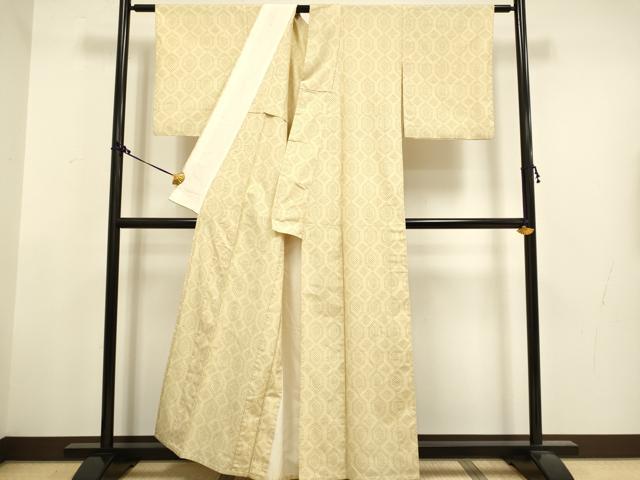 平和屋着物▽上質な紬 単衣 亀甲文 正絹 逸品 DAAT4441du