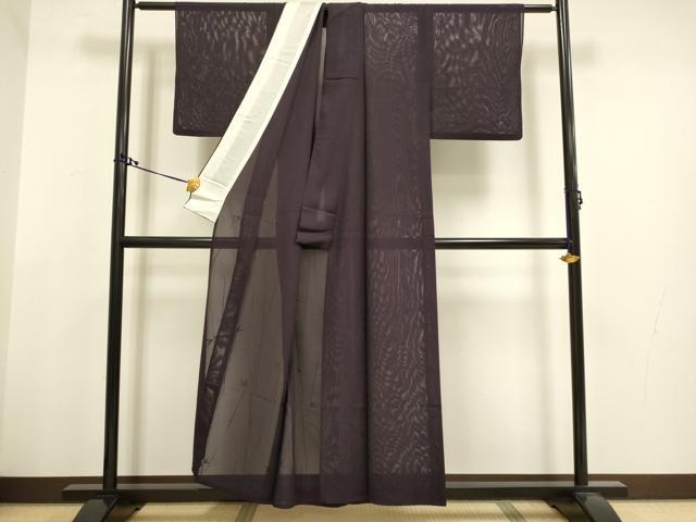 平和屋着物*夏物 色無地 絽 笹紋紗 黒鳶色 正絹 逸品 DAAT4457du