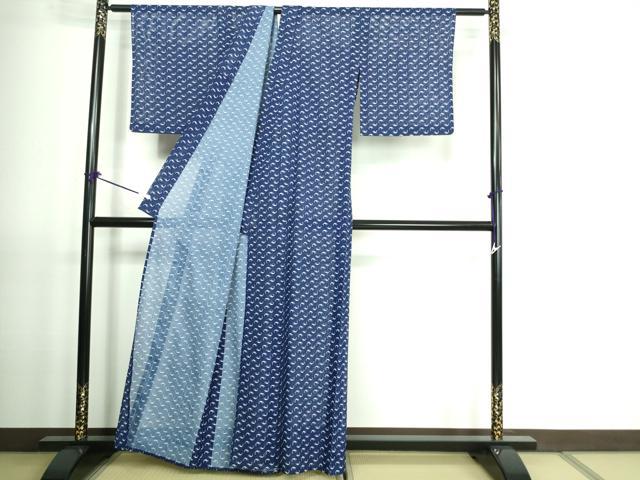 平和屋着物*夏物 小紋 絽 抽象文様 洗える着物 DAAT5322sf