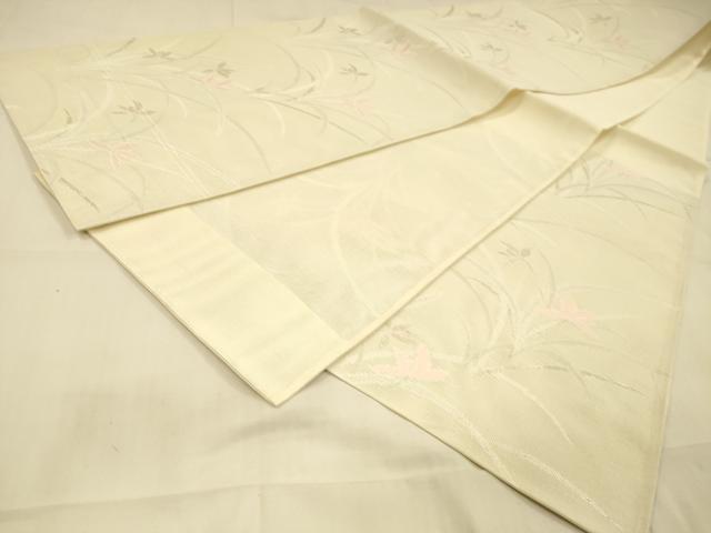 平和屋着物*夏物 六通柄袋帯 草花文 銀糸 正絹 逸品 DAAT7087cm