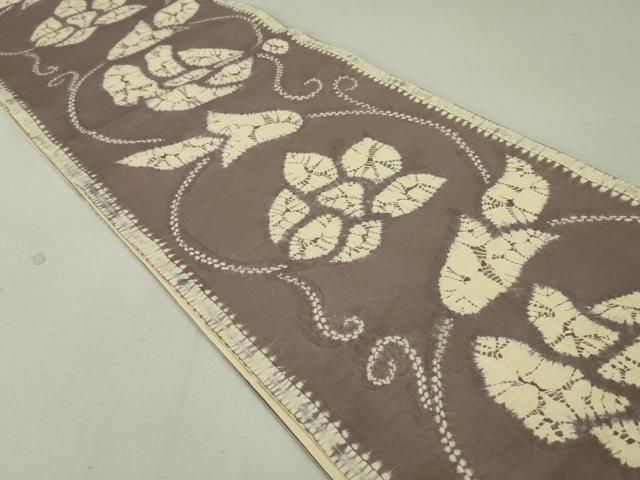 平和屋着物●六通柄袋帯 紬地 総絞り 草花間道 正絹 逸品 DAAT7533ob
