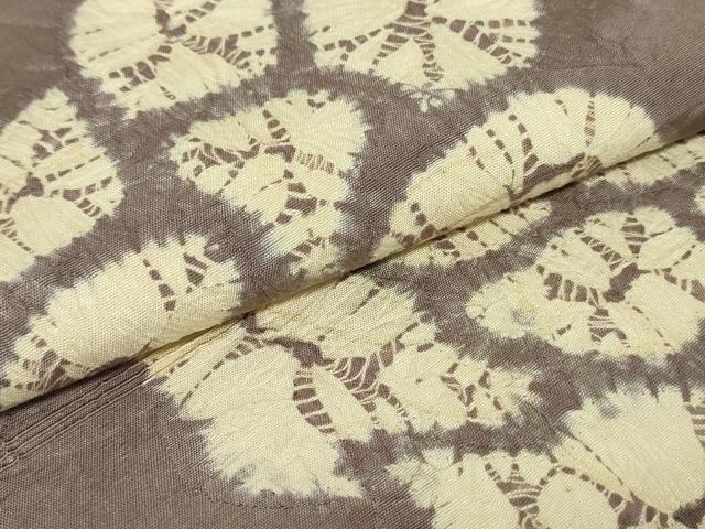 平和屋着物●六通柄袋帯 紬地 総絞り 草花間道 正絹 逸品 DAAT7533ob