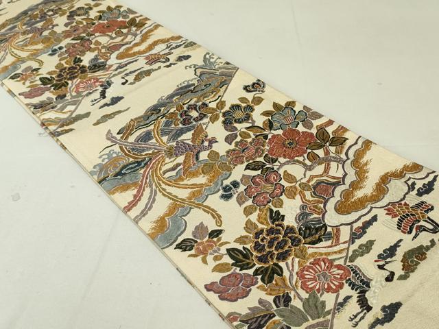 平和屋着物●六通柄袋帯 唐織 みやび綴 鳳凰更紗花文 金糸 正絹 逸品 DAAT7735ob