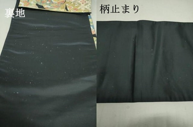 平和屋着物●六通柄袋帯 唐織 明繍豊彩文 黒地 金糸 正絹 逸品 DAAT7766ob