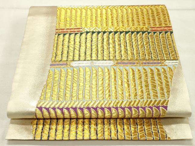 平和屋着物●六通柄袋帯 変わり間道 金銀糸 正絹 逸品 DAAT7854ob
