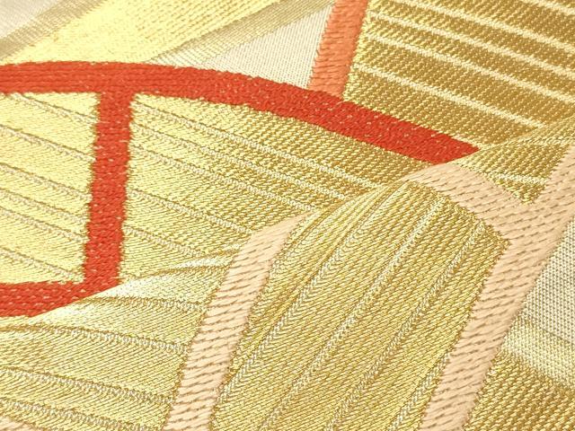 平和屋着物●西陣 川島織物 六通柄 本袋帯 源氏車文 金糸 正絹 逸品 DAAT7857ob