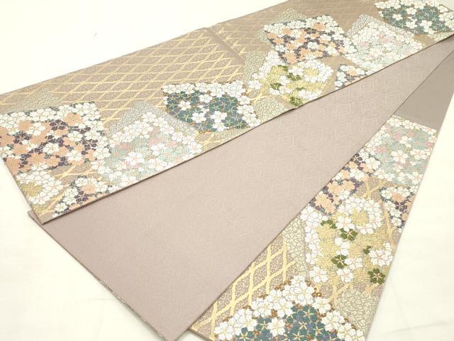 平和屋着物●六通柄袋帯 唐織 色紙重ね花唐草文 金銀糸 正絹 逸品 DAAT7875ob