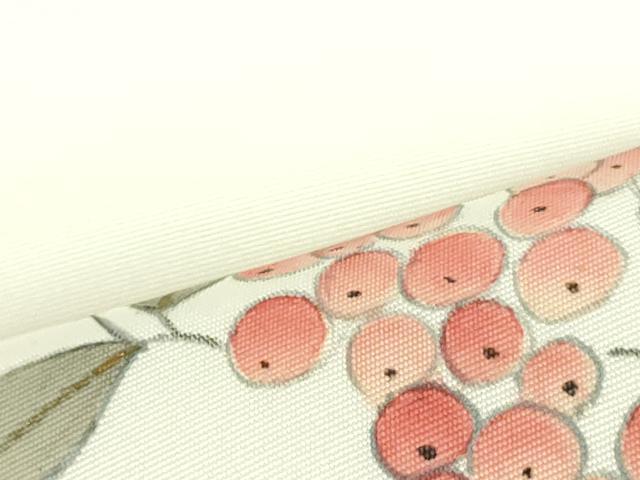 平和屋着物●塩瀬 九寸名古屋帯 手描き 南天文 金彩 正絹 逸品 DAAT7929ob