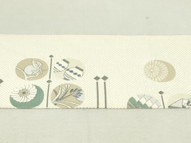 平和屋着物●本場筑前博多織 八寸名古屋帯 花鳥文 正絹 逸品 DAAT7993ob