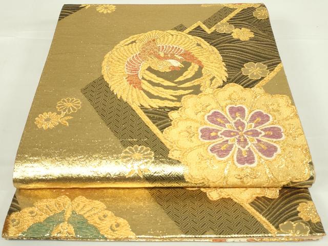 平和屋着物◎六通柄袋帯 花鳥文 金糸 正絹 逸品 DAAT8324qp