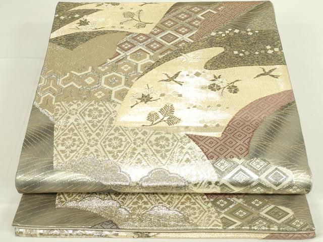 平和屋着物◎六通柄袋帯 雲取り吉祥文 金糸 正絹 逸品 DAAT8406qp