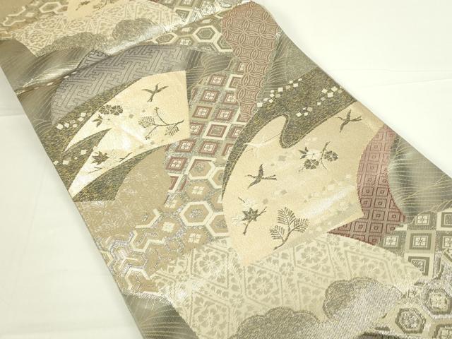 平和屋着物◎六通柄袋帯 雲取り吉祥文 金糸 正絹 逸品 DAAT8406qp