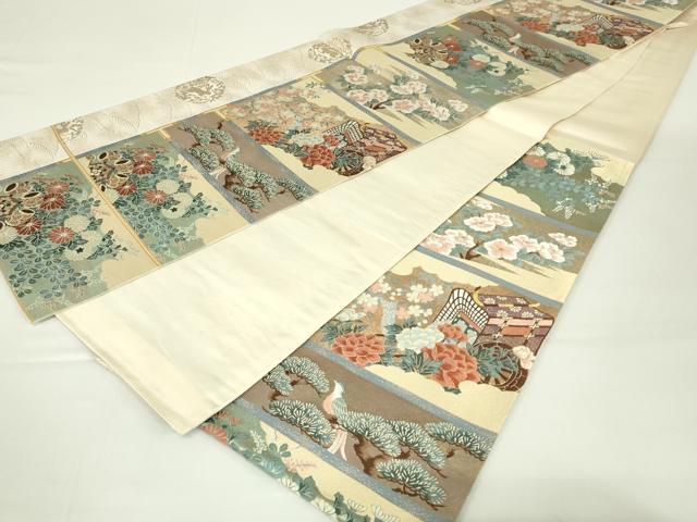 平和屋着物◎六通柄袋帯 唐織 琳派桃山飾棚文 金糸 正絹 逸品 DAAT8465qp