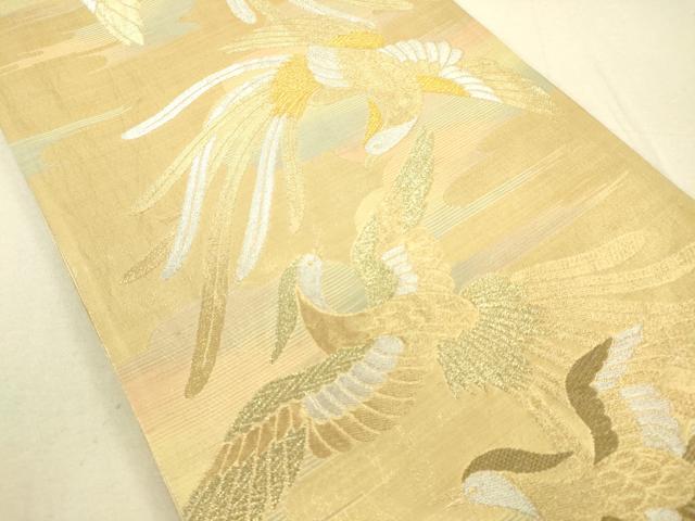 平和屋着物◎六通柄袋帯 尾長鳥 金銀糸 正絹 逸品 DAAT8776zy