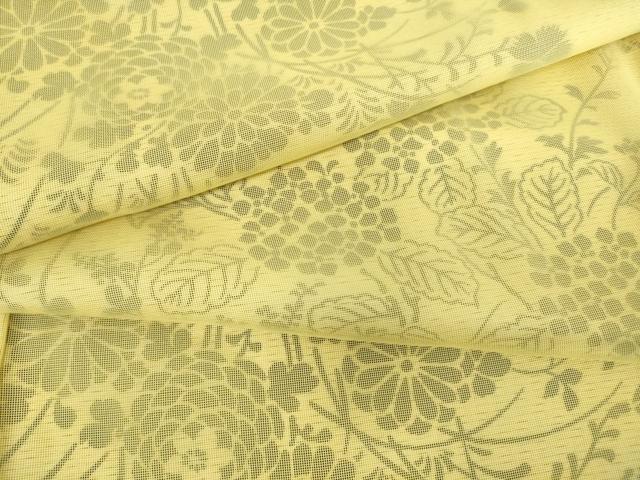 平和屋着物▽上質な小紋 無双 紗袷 紗×絽 草花文 正絹 逸品 DAAT9001az